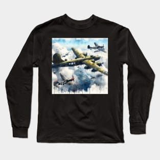 Fantasy illustration of WWII aircraft in battle Long Sleeve T-Shirt